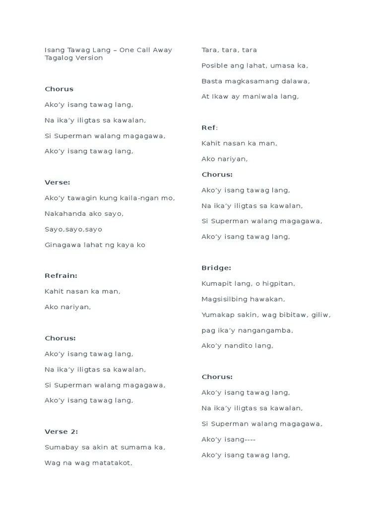 English Tagalog Songs PDF Tagalog Language Refrain