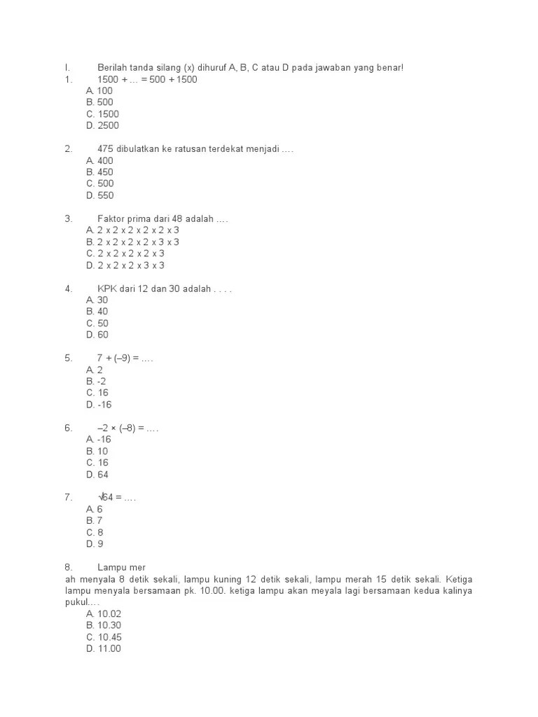 Matematika Sd 5 Semester 1