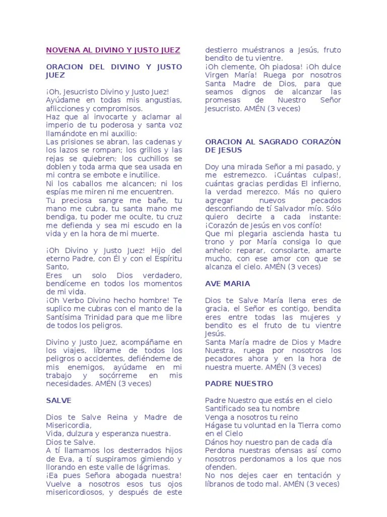 Oracion Del Divino y Justo Juez María, madre de Jesús orador del Señor