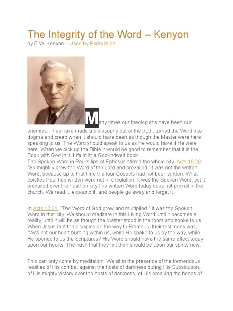 The Integrity of the Word e. w. Kenyon