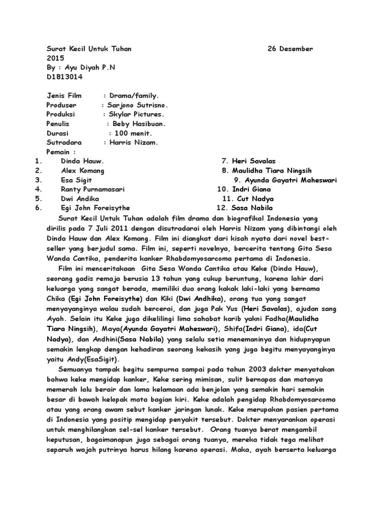 Surat Kecil Untuk Tuhan