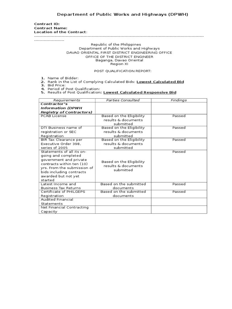 Post Qualification PDF General Contractor Business