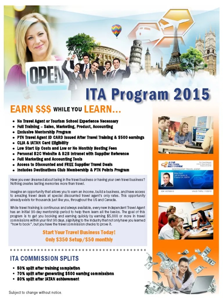 2015 Travel Agent School Training Career PDF Travel Agency