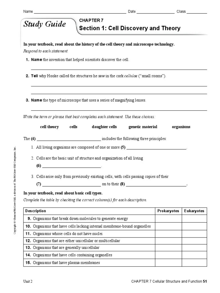Biology Chapter 7 Section 1 Study Guide Answers Study Poster