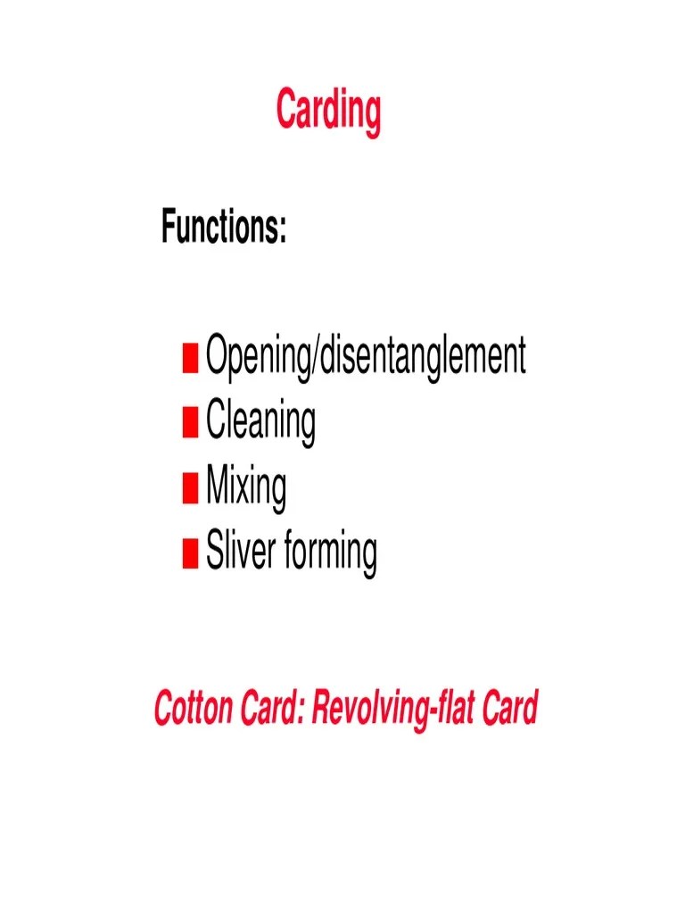 Carding PDF Clothing Industry Textiles