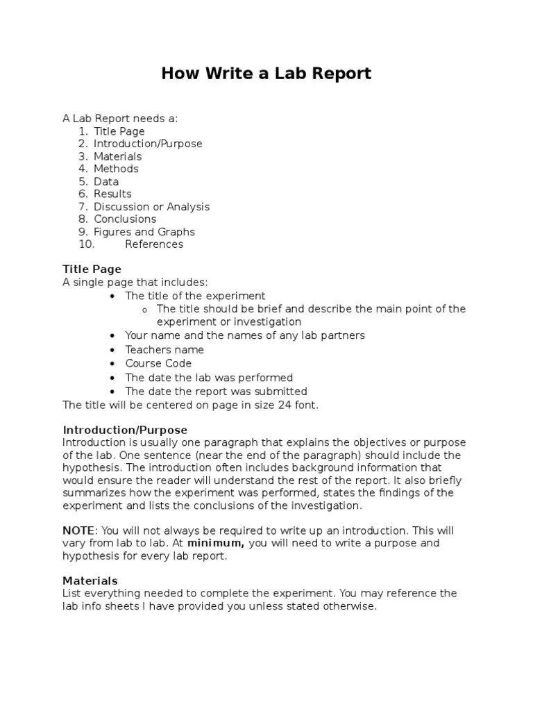 how write a lab report Experiment Hypothesis