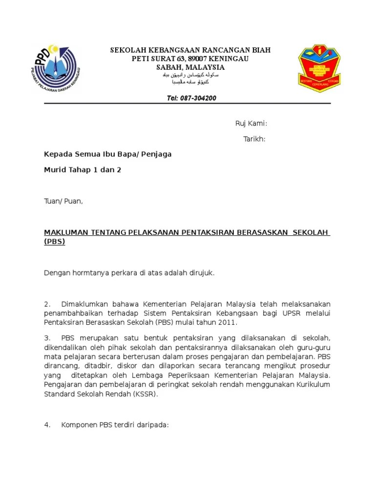 Contoh Surat Pemberitahuan Kepada Ibu Bapa loosvata