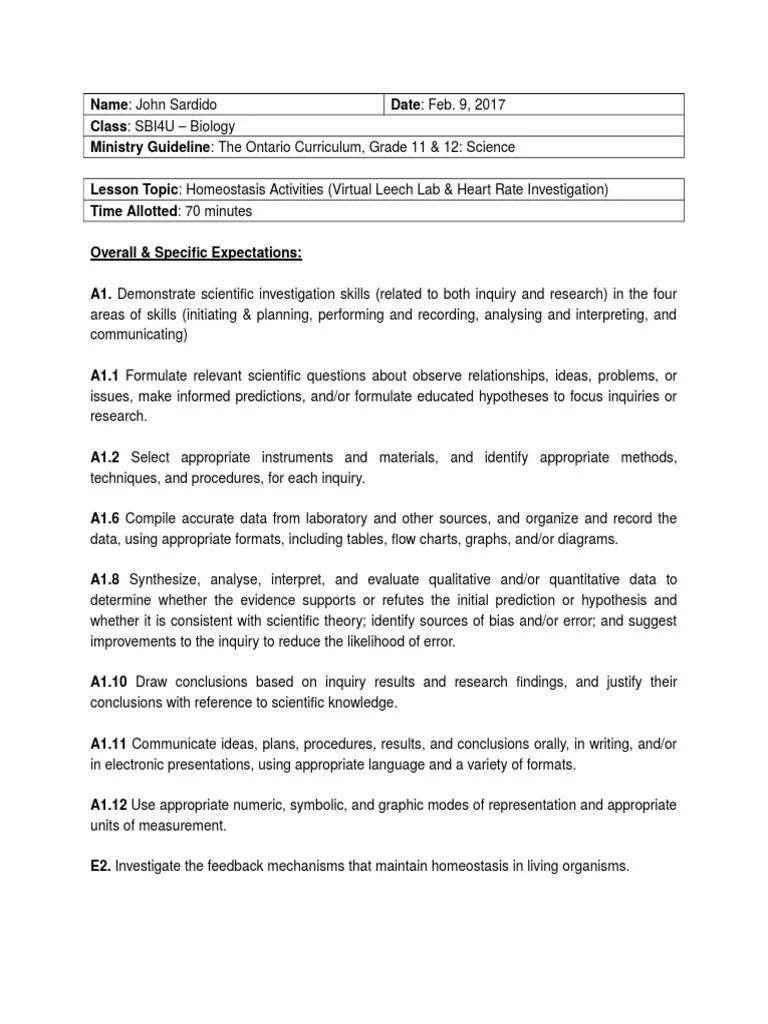 Heart Rate Homeostasis Lab