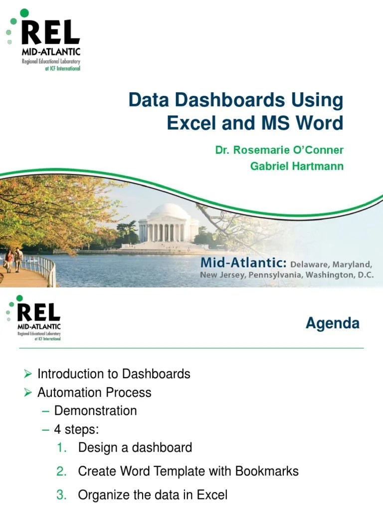 Pde Data Summit Data Dashboards Using Excel and Ms Word