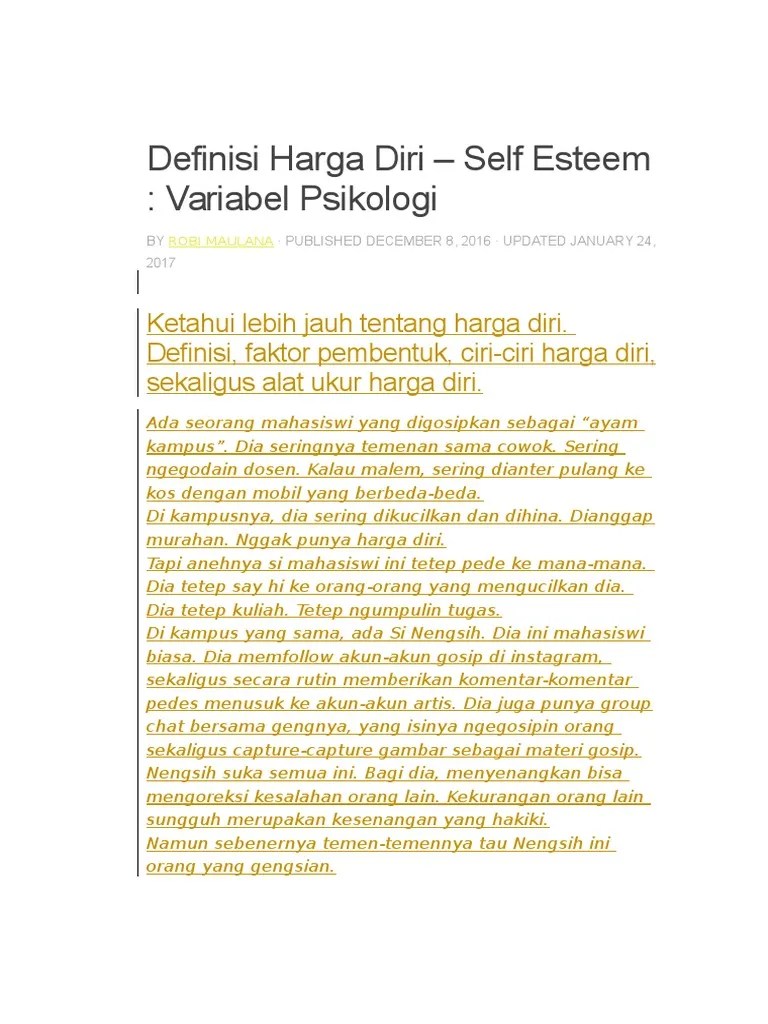 Definisi Harga Diri | PDF