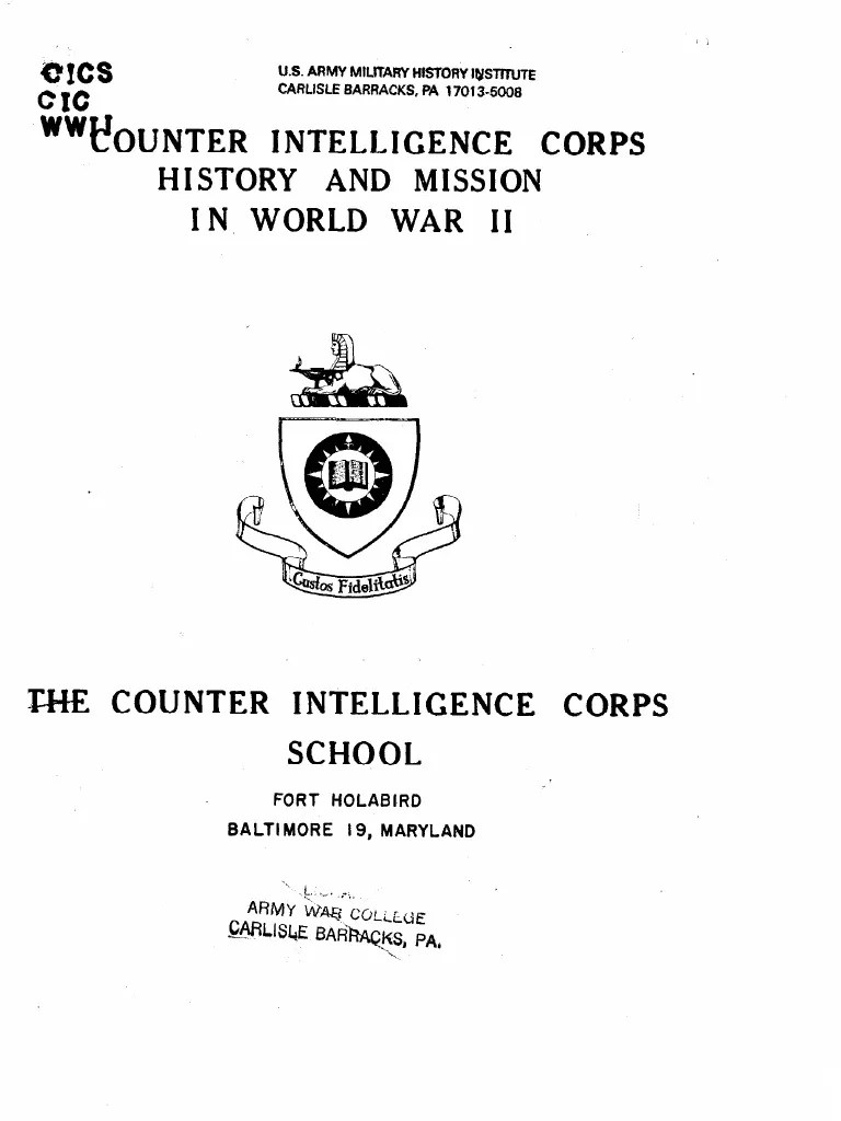 WWII Counter Intelligence Corps PDF Counterintelligence Staff