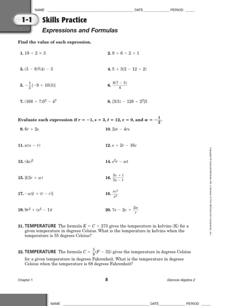 algebra 2 practice