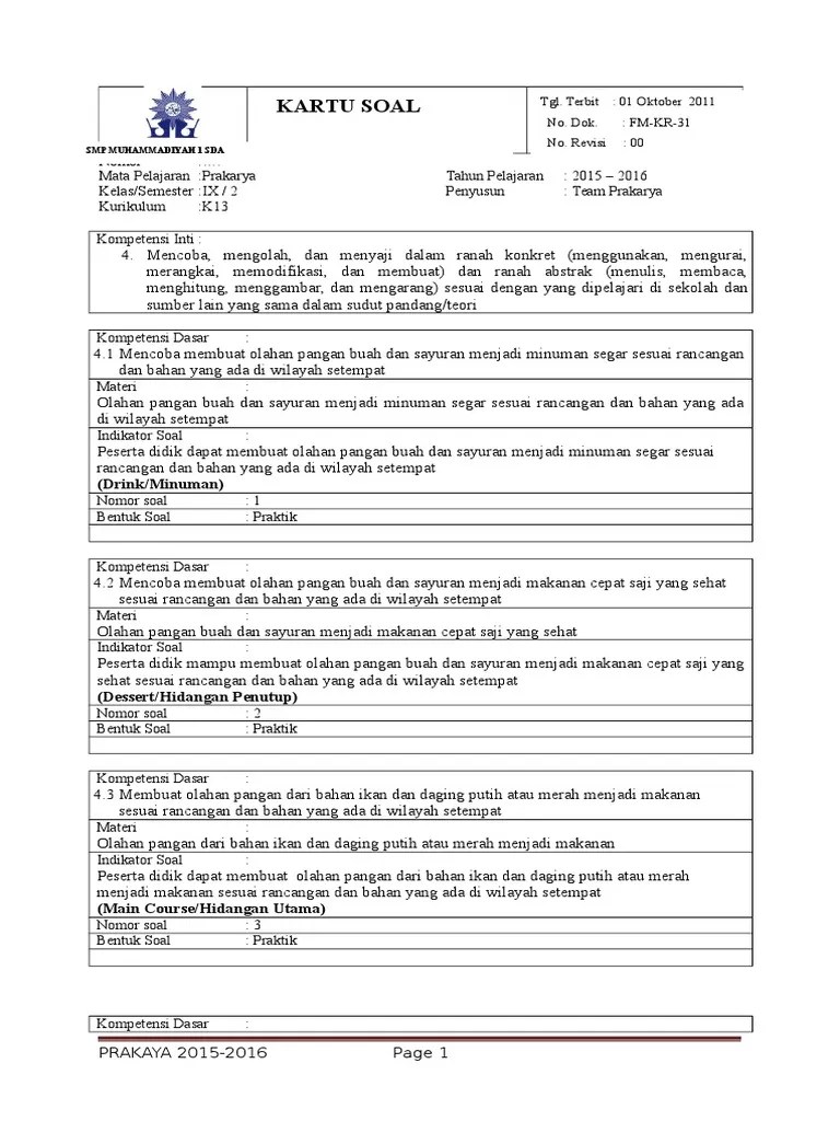 Soal Prakarya Tentang Pengolahan Pangan Buah Dan Sayuran Seputar Buah
