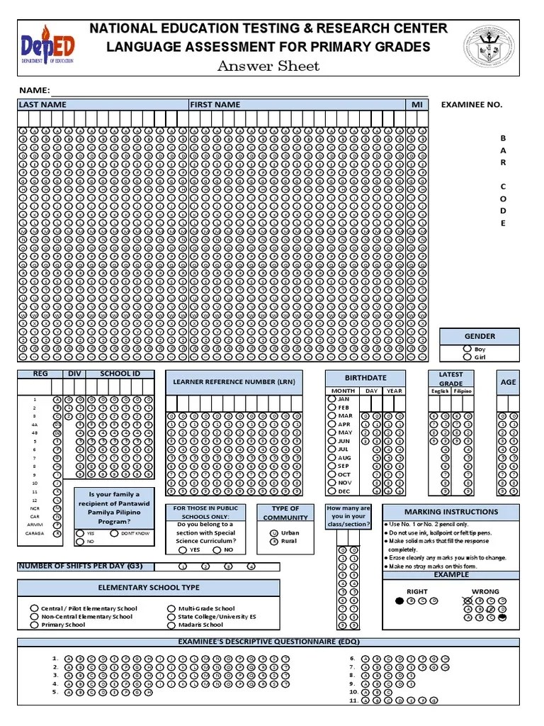 Lapg Answer Sheet FinalFront PDF Behavior Modification Learning
