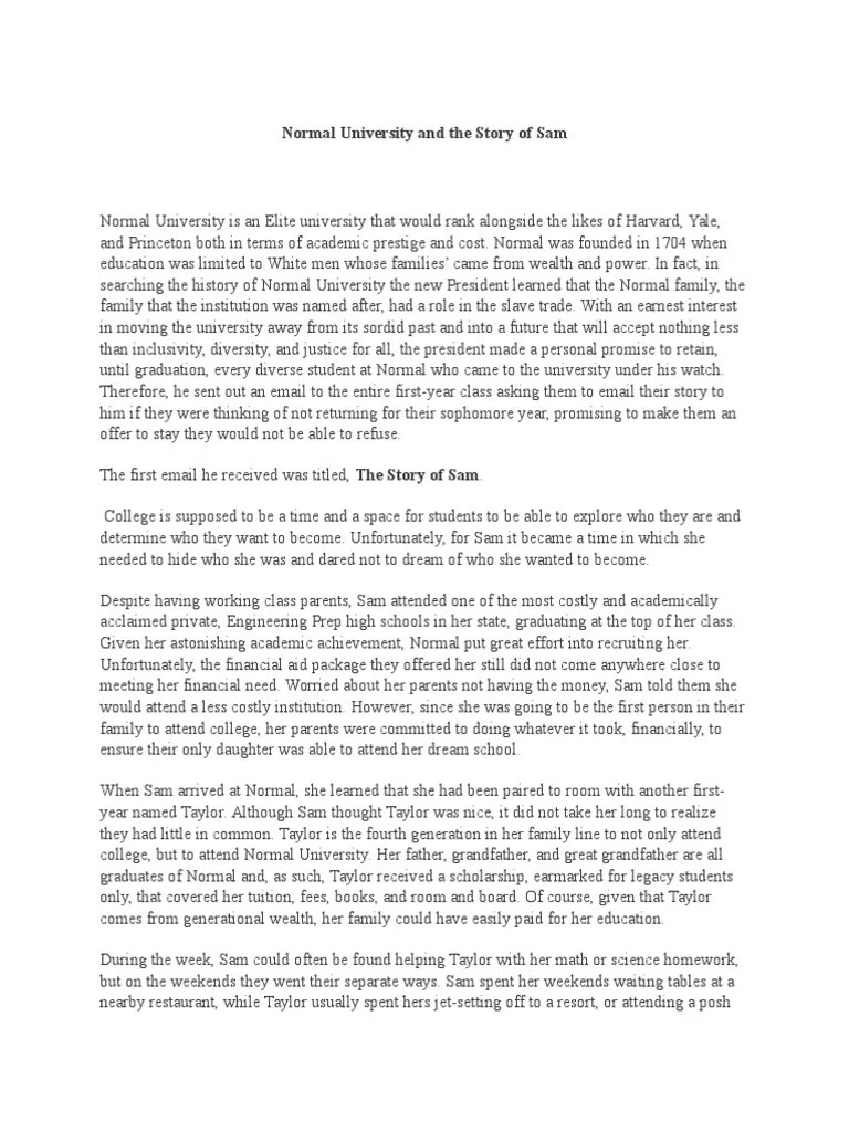 Normal University and The Story of Sam Case Study PDF National