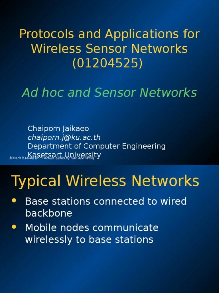 Protocols and Applications For Wireless Sensor Networks (01204525