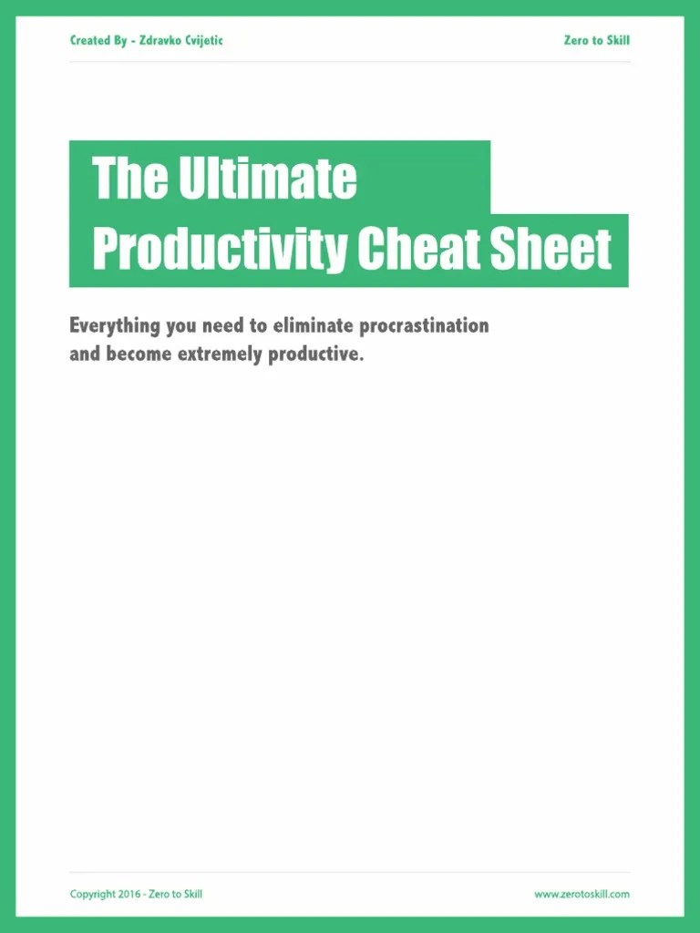 The Ultimate Productivity Cheat Sheet Pdf Attention Time