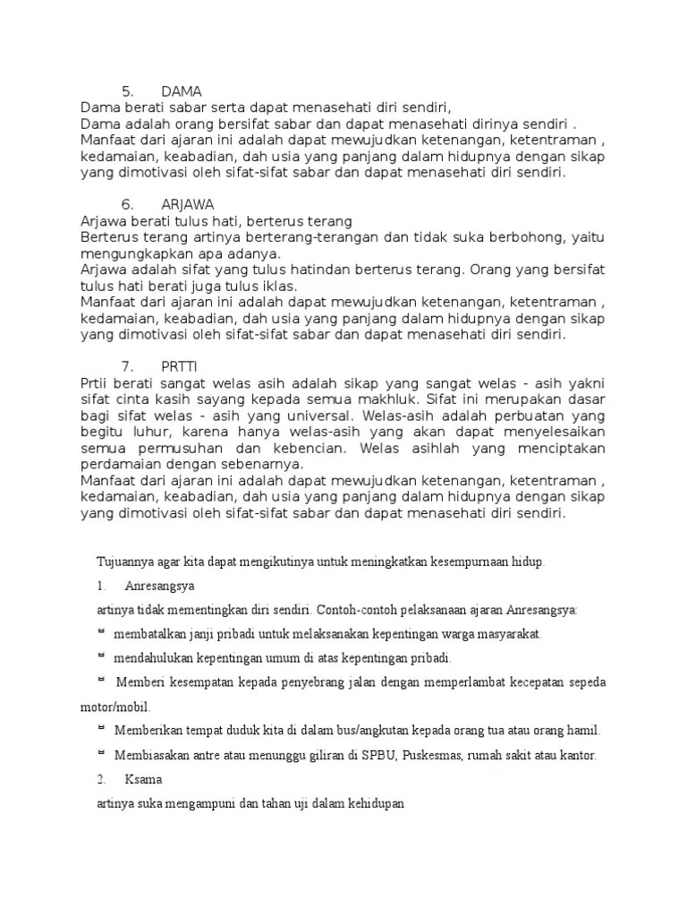 Contoh Dasa Yama Brata