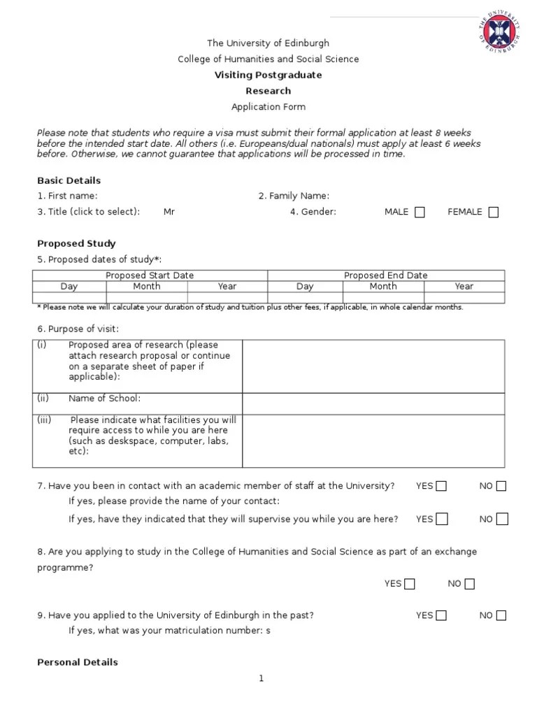 VPGR Application Form 201516 Postgraduate International Training