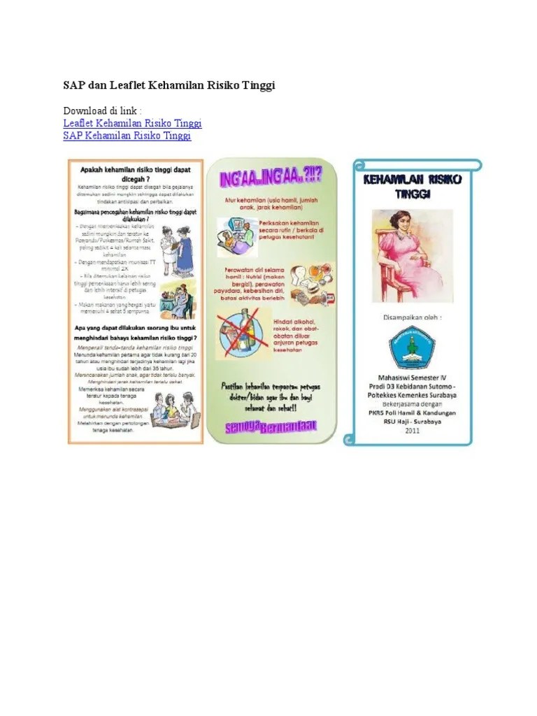 SAP Dan Leaflet Kehamilan Risiko Tinggi