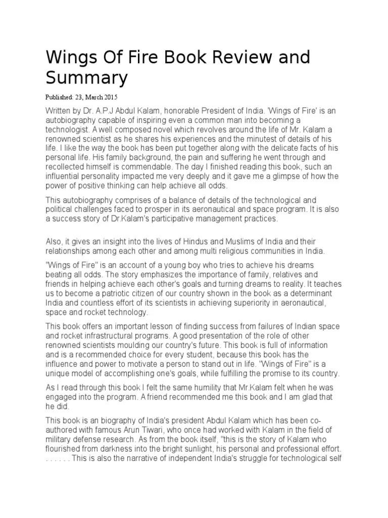 Wings of Fire Book Review and Summary PDF Science Technology