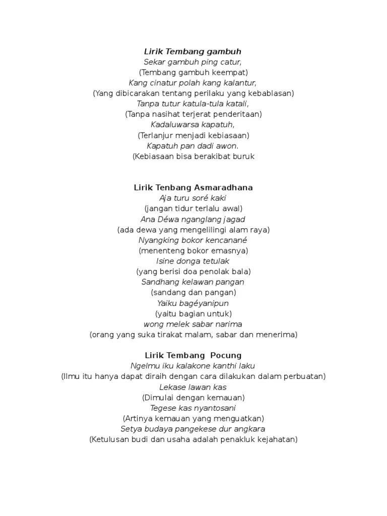 Lirik Tembang Macapat | PDF