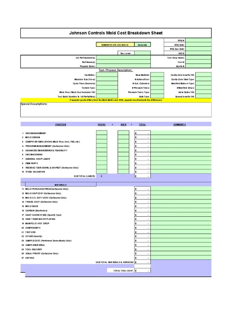 AE_Tool Cost Detail Sheets Numerical Control Machine Tool
