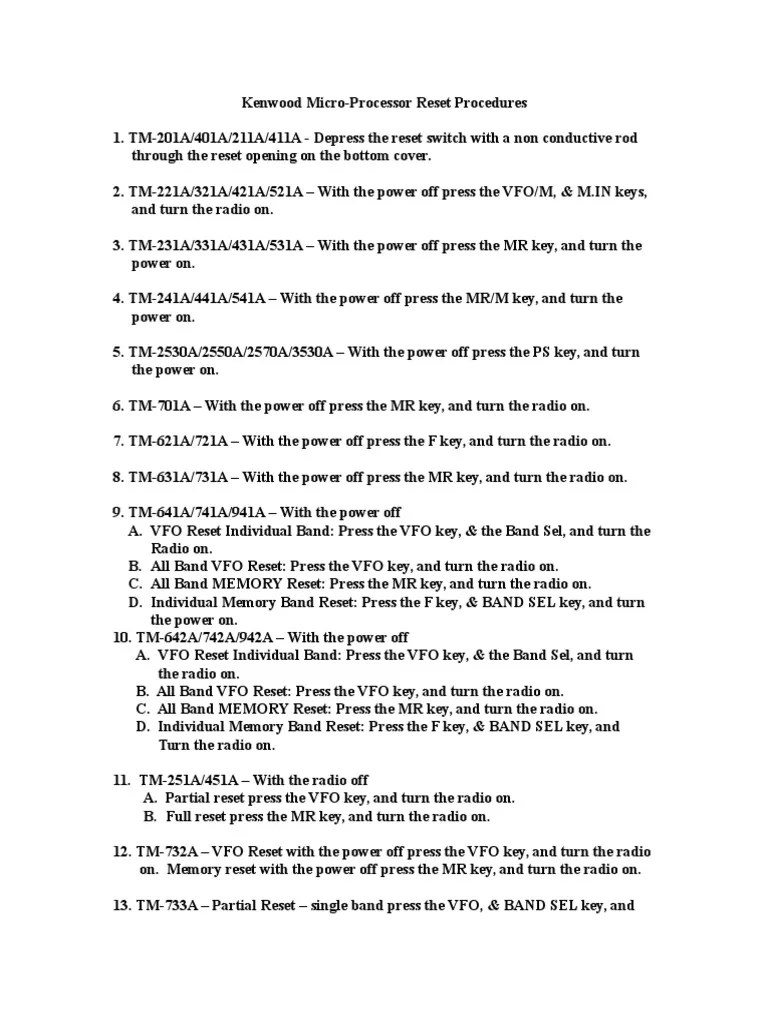 Kenwood Radio Resets Download Free PDF Classes Of Computers