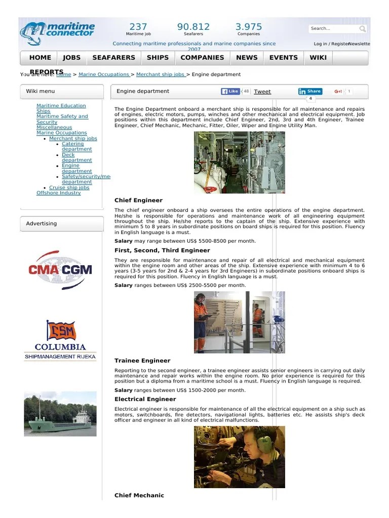 Duties and Responsibilities in The Engine Department PDF Ships