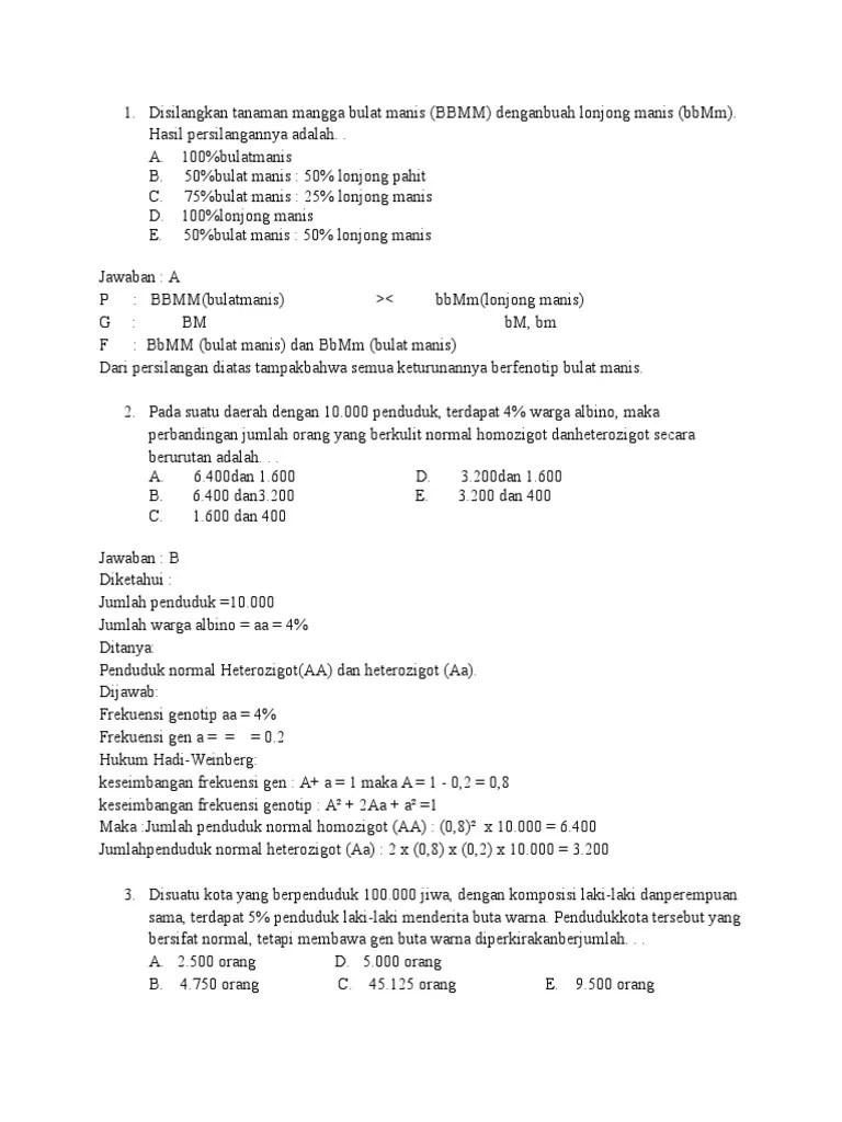 Soal Latihan Biologi Dan Pembahasan
