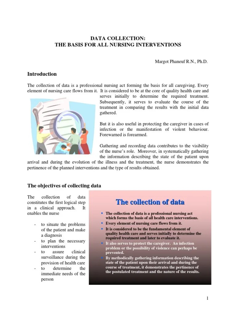 Data CollectionThe Basis For All Nursing Interventions Observation