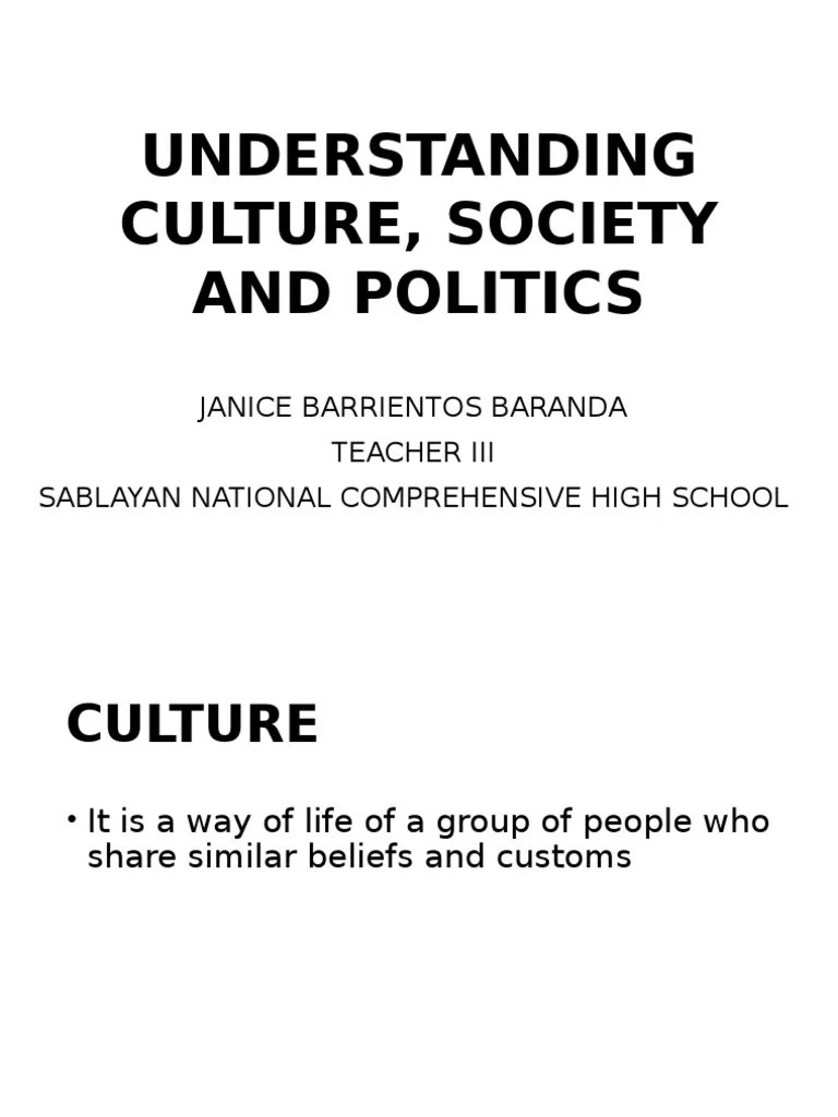 Understanding Culture, Society and Politics PDF