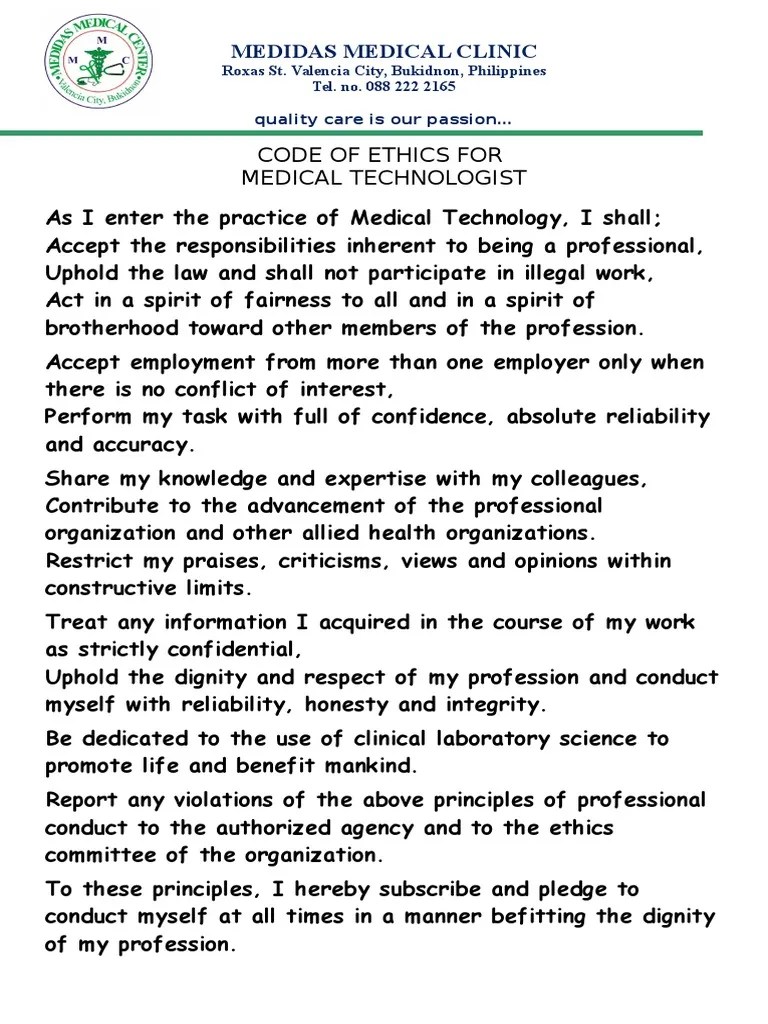 Medical Technology Code of Ethics Dignity Applied Ethics