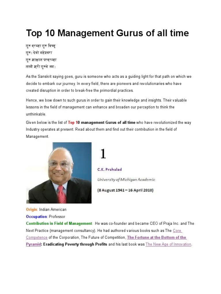 Top 10 Management Gurus of All Time Google Business