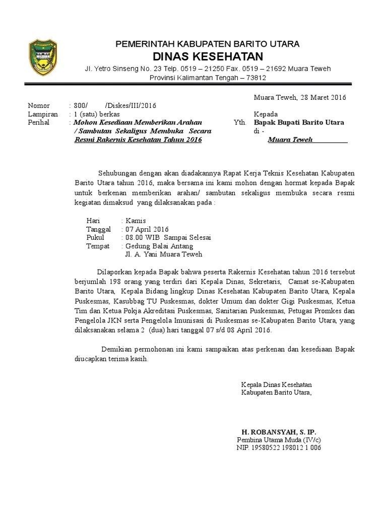 Surat Mohon Sambutan &amp; Arahan Bupati | PDF