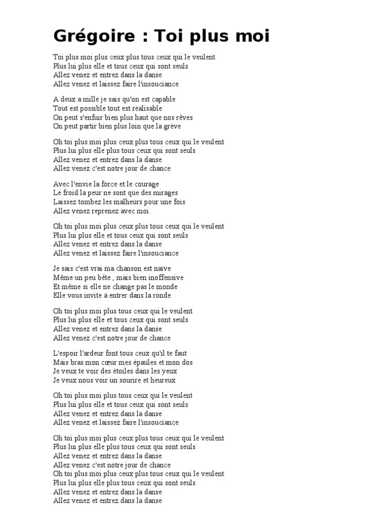 Grégoire toi plus moi