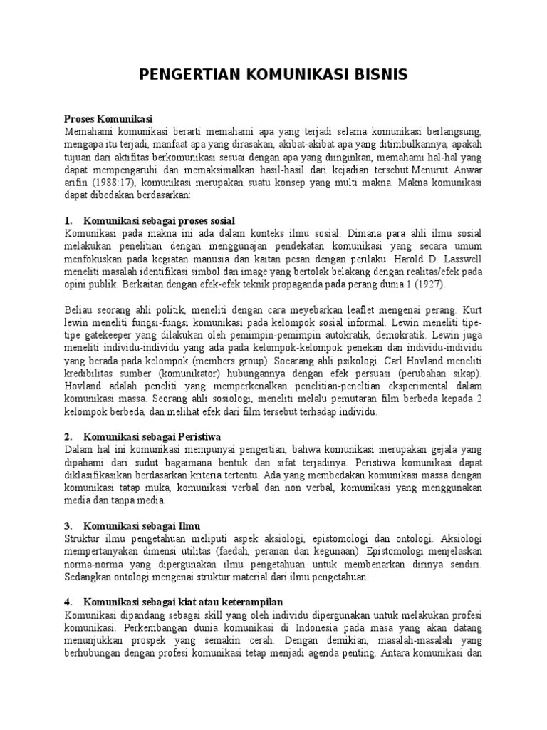 Pengertian Komunikasi Bisnis | PDF