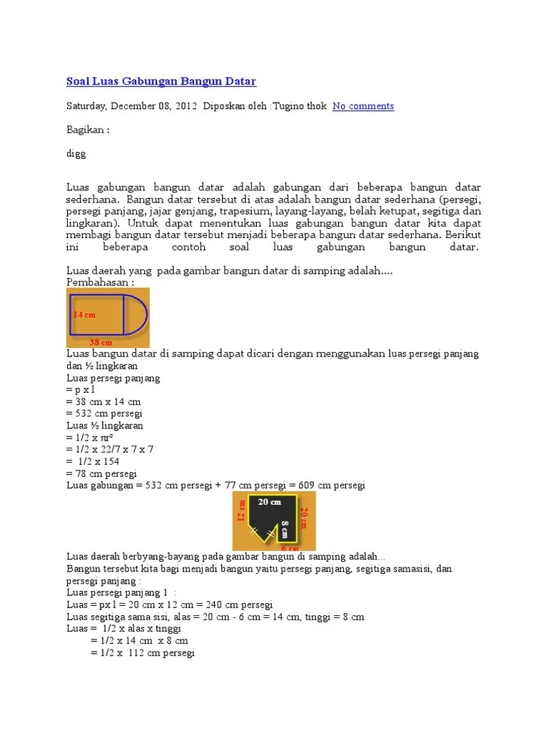 Contoh Soal Keliling Bangun Datar Gabungan Dan Pembahasannya