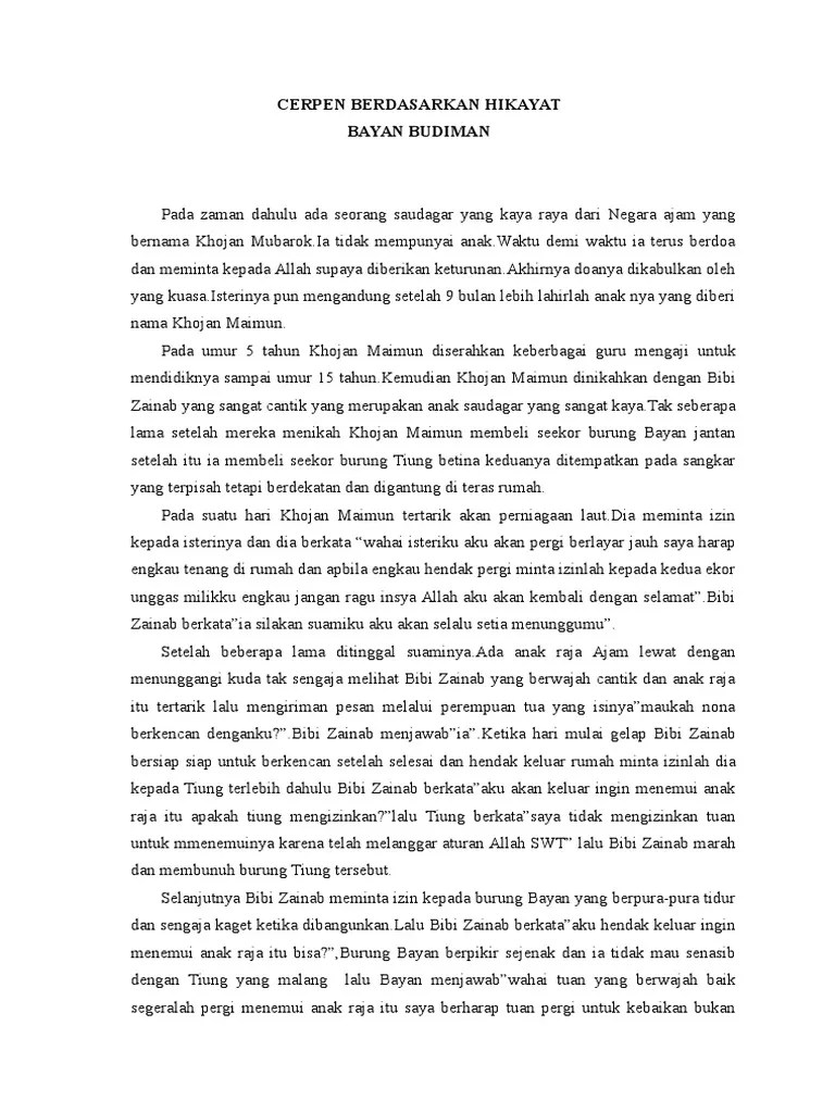 Cerpen Berdasarkan Hikaya1 | PDF