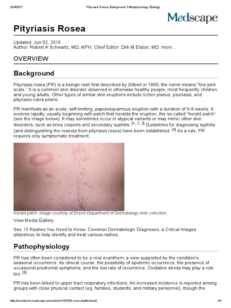 Pityriasis Rosea_ Background, Pathophysiology, Etiology Infection