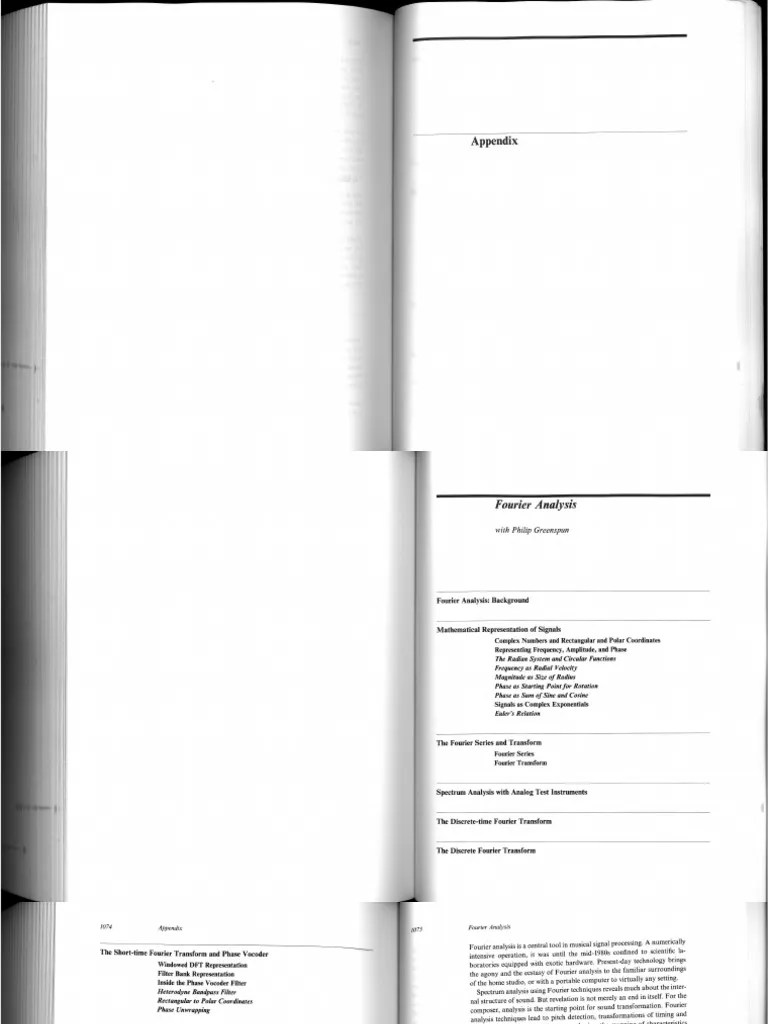 Roads, Curtis The Computer Music Tutorial Fourier Analysis PDF