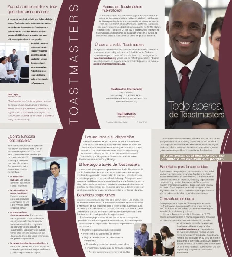 Que Es Toastmasters PDF Liderazgo Planificación