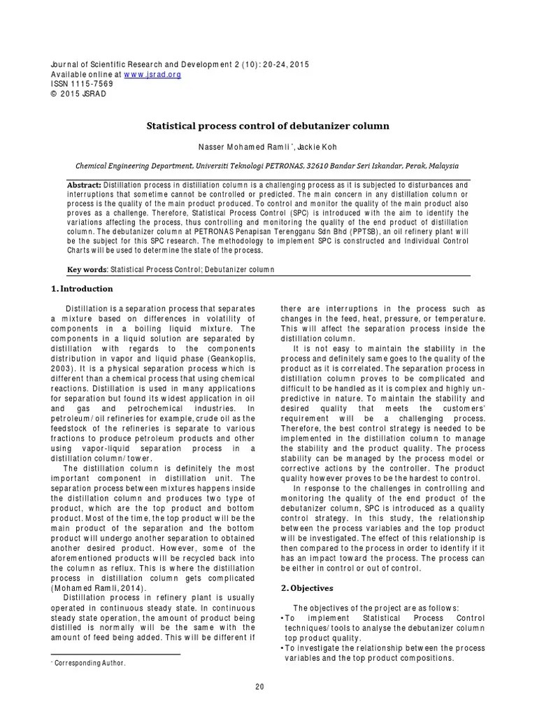 Statistical Process Control of Debutanizer Column | PDF | Analysis Of