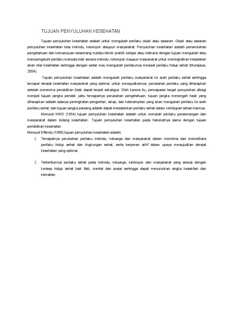 Tujuan Penyuluhan Kesehatan | PDF