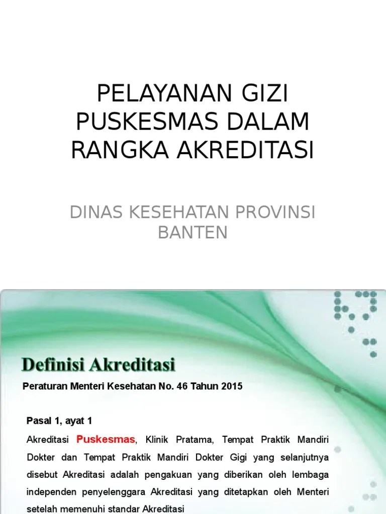 Materi Pelayanan Gizi Puskesmas Persiapan Akreditasi | PDF