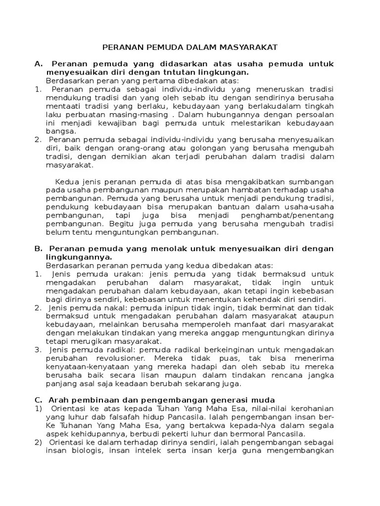 Peranan Pemuda Dalam Masyarakat