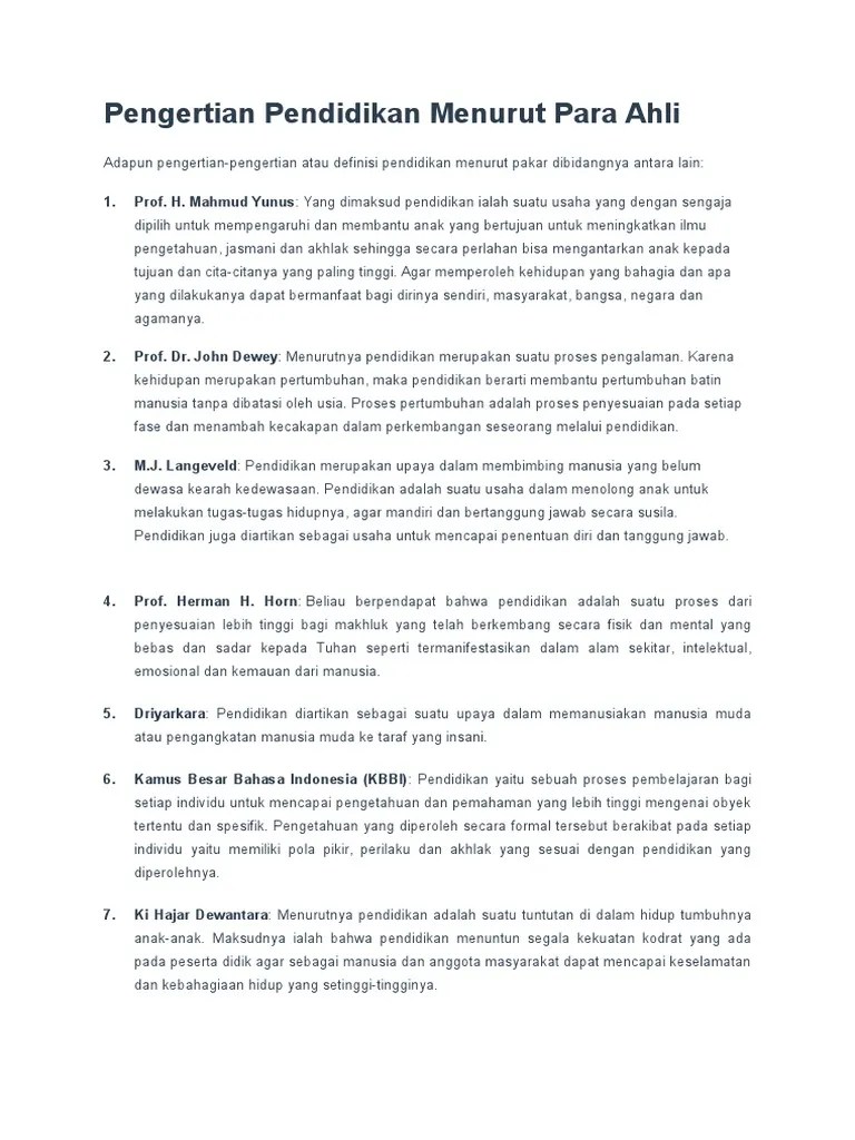 Pengertian Pendidikan Menurut para Ahli | PDF