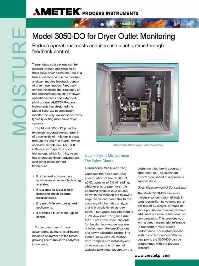PI 3050 DO Moisture Analyzer Calibration Gases