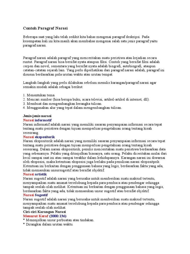 Contoh Paragraf Narasi | PDF