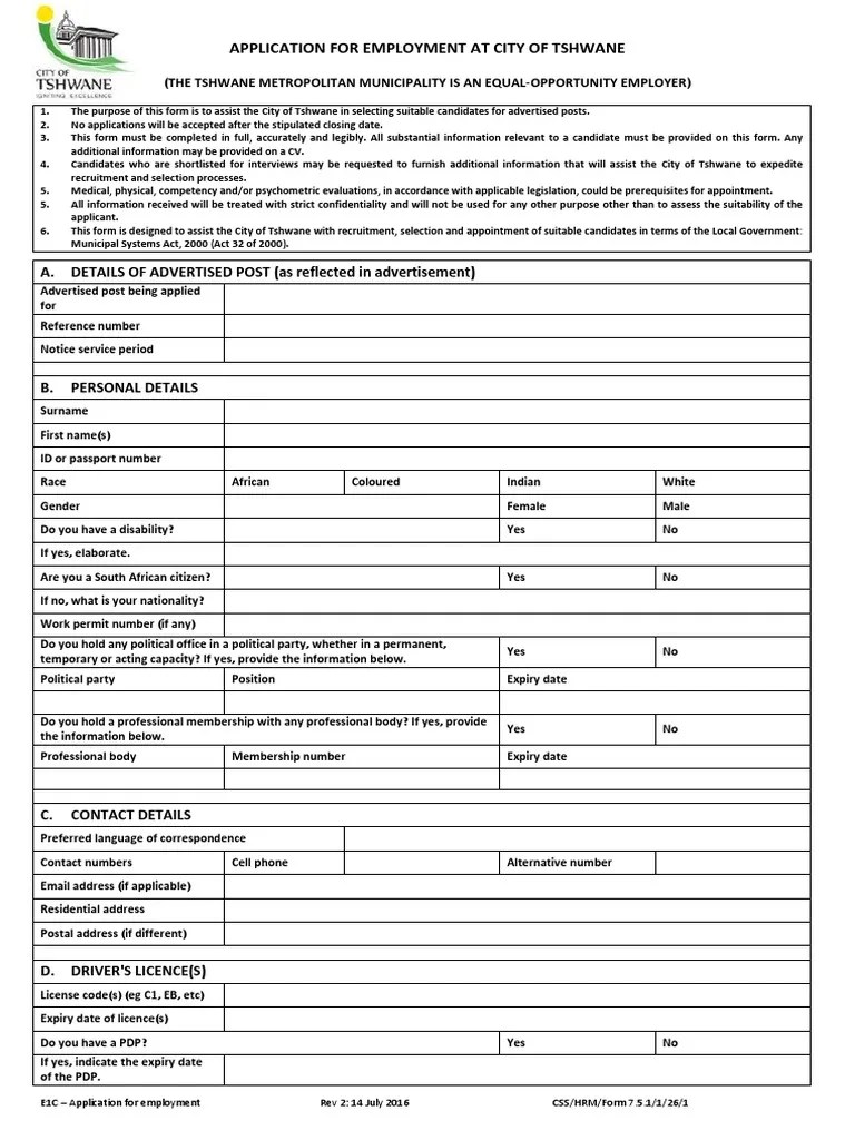 CoT Standardised Application Form (Final) (EdML) Recruitment Social